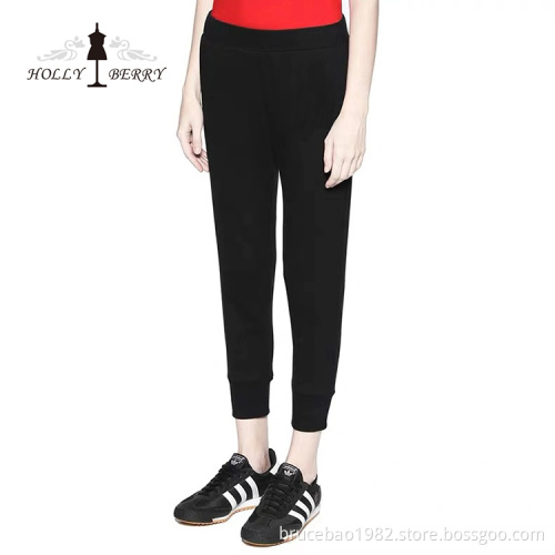 Pants Skinny Elastic Waist Yoga Leggings Solid Black